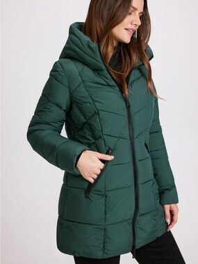 Bernardo Forest Green Hooded Puffer Coat